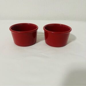 Chantal Set (2) Cook & Serve Red Ramekin 1 Cup Freeze Microwave Oven Dishwasher